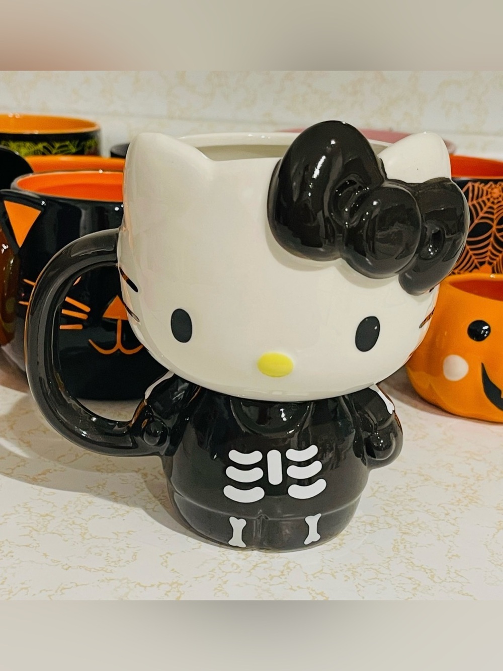 SANRIO HELLO KITTY HALLOWEEN SKELETON COSTUME 3D MUG CUP 2oz DECOR KAWAII GOTHIC
